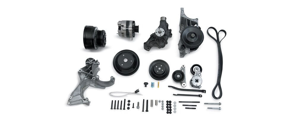 Sistema de correa de transmisión de serpentina para bloque pequeño de Chevrolet Performance, con aire acondicionado Parte Nº. 12497698