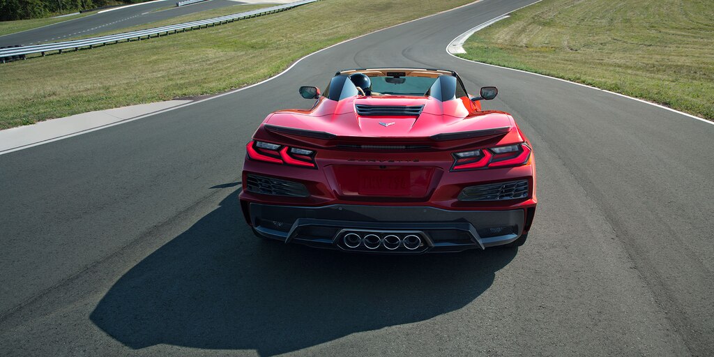 Asset Matrix de Chevrolet Corvette Z06 2023 - Vista trasera en movimiento
