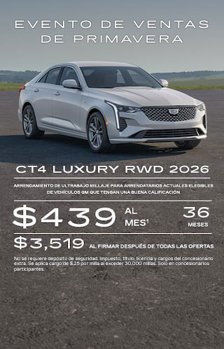 Arrendamiento de millaje ultrabajo para arrendatarios actuales elegibles no de GM con buena calificación. $439 al mes por 36 meses. $3,519 al firmar después de todas las ofertas. No se requiere depósito de seguridad. Impuesto, título, licencia y cargos del concesionario extra. Se aplica cargo de $0.25 por milla al exceder 30,000 millas. Solo en concesionarios participantes.