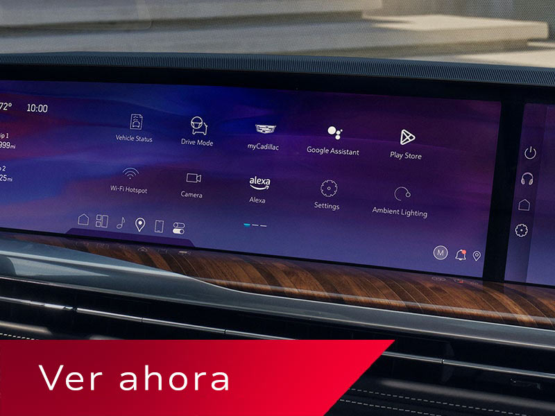 Vista en primer plano de la pantalla de Cadillac Escalade y las opciones de aplicaciones